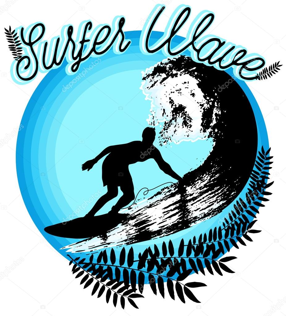 silhouette of surfer catching wave