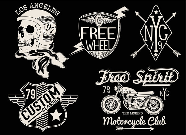 Set of vintage motorcycle labels
