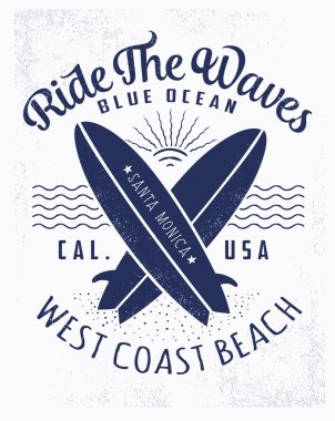Surf typography, t-shirt graphics clipart