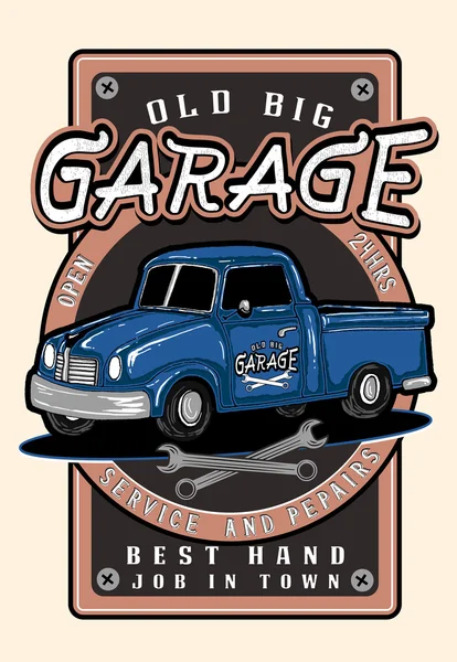 Vintage garage affiche rétro — Image vectorielle