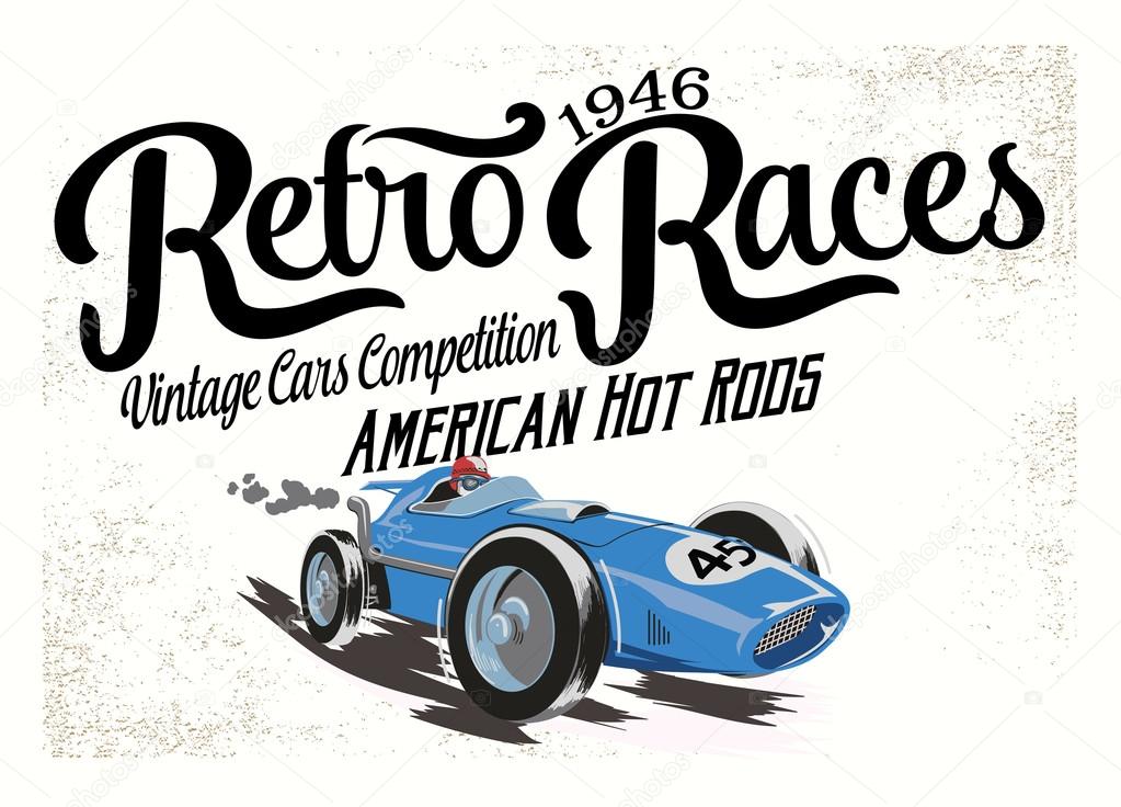 vintage race car for printing
