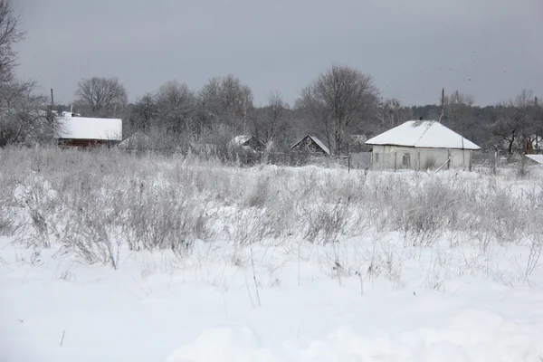 Byn i vinter — Stockfoto