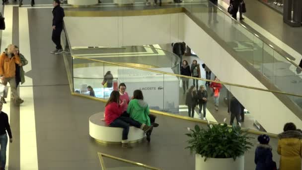 ST PETERSBURG, RUSIA-25 de octubre de 2014, centro comercial Galería, La gente camina en busca de bienes por hipermercados — Vídeos de Stock