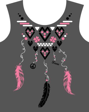 T-shirtler için etnik grafik