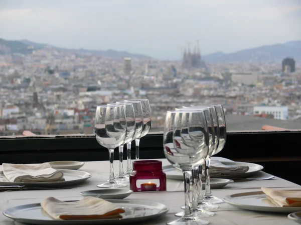 Barcelona z restaurace — Stock fotografie