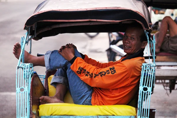 Motorista Trishaw Indonésia — Fotografia de Stock