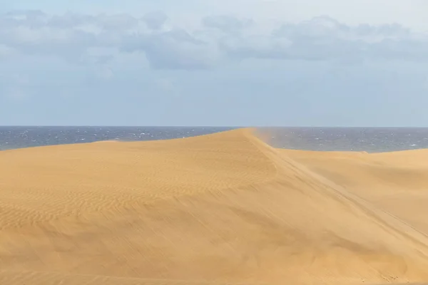 Dunas Deserto Maspalomas Viradas Para Oceano Atlântico Gran Canaria Espanha — Fotografia de Stock