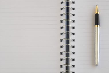 Boş defter ve gümüş kalem.