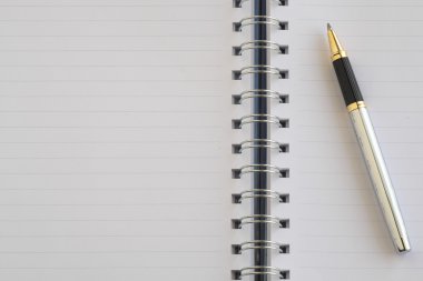 Boş defter ve gümüş kalem.