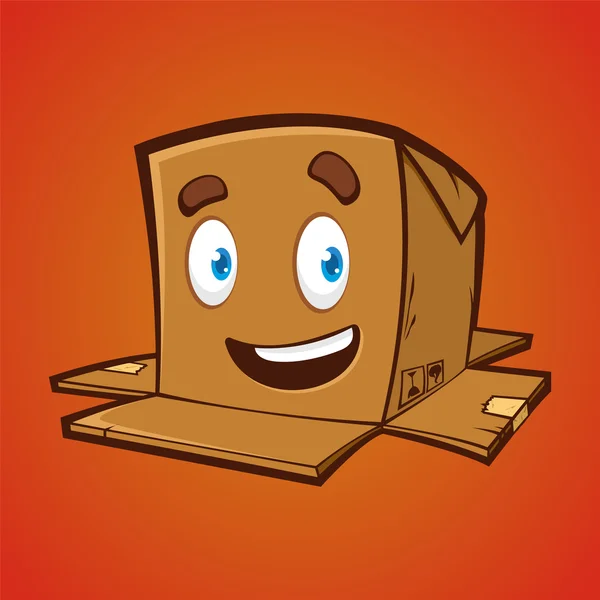 Caja del paquete con linda sonrisa — Vector de stock