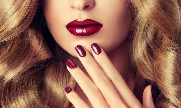 Female red manicure — Stock Photo, Image