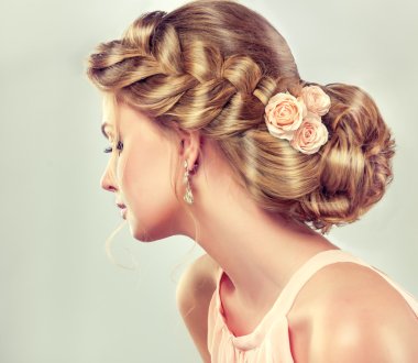 blond woman with with fashion braid clipart