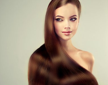 girl with long straight smooth hair clipart