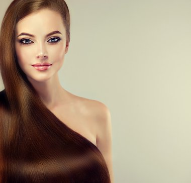 girl with long straight smooth hair clipart