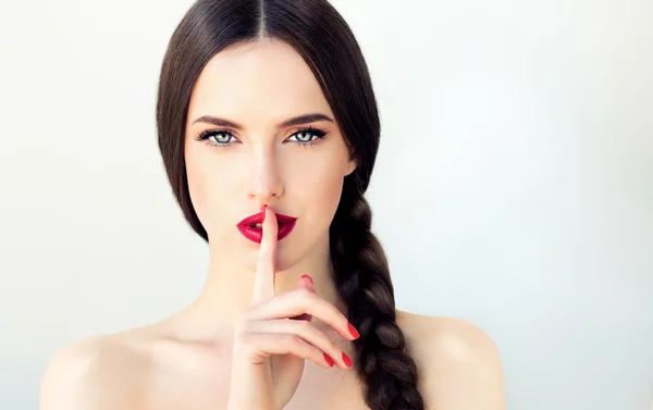 Model girl with  long braid hair . — Stock Photo, Image