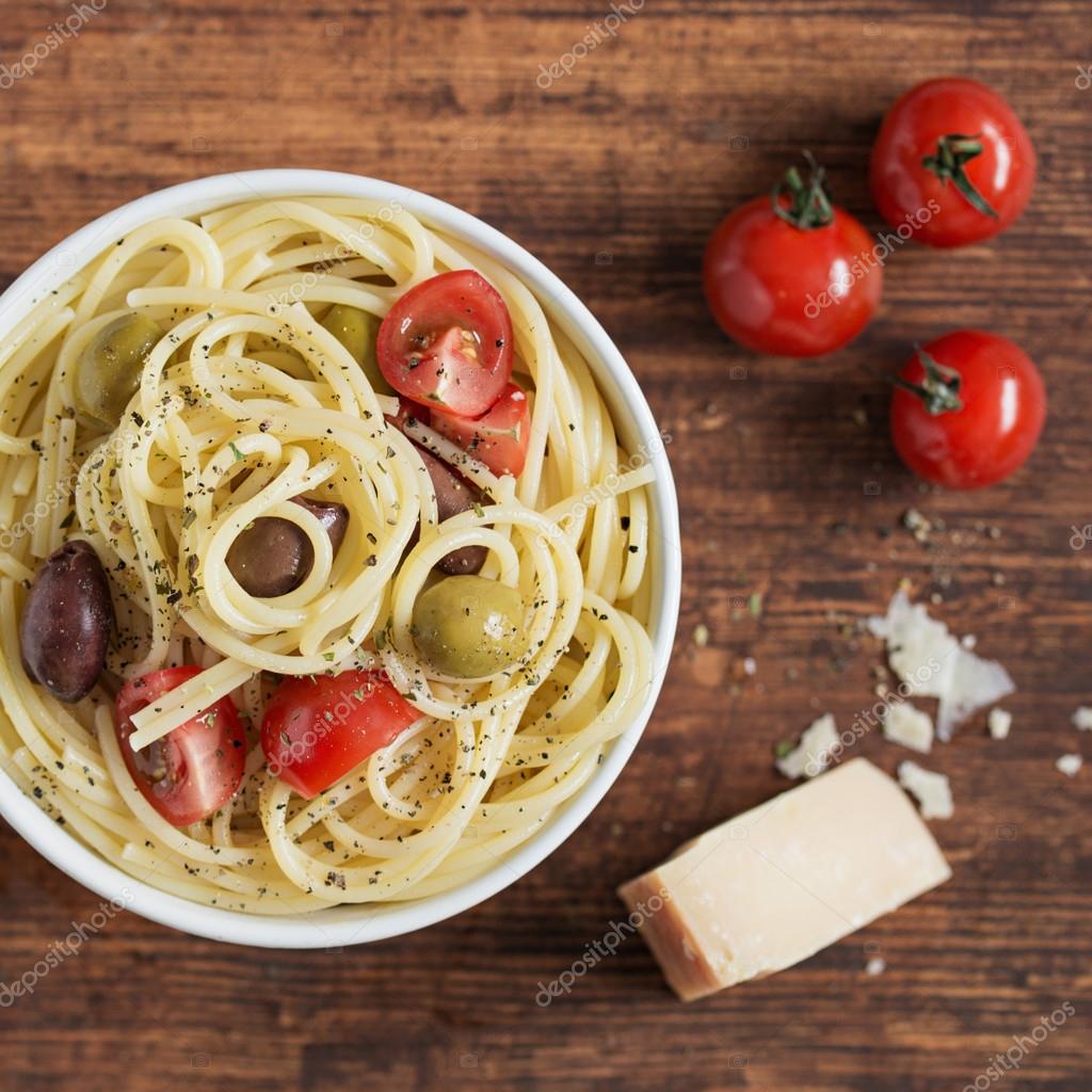 Pasta with Olives and Tomatoes — Stock Photo © andyriver 96969162