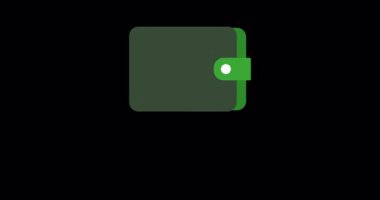 Cüzdan simgesi. Cüzdan Canlandırma ikonu. Alfa Kanalı