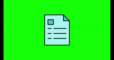 Belge dosyası canlandırılmış simge görüntüsü yeşil ekran.
