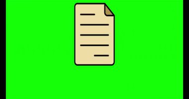Belge dosyası canlandırılmış simge görüntüsü yeşil ekran.