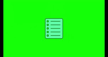 Belge dosyası canlandırılmış simge görüntüsü yeşil ekran.