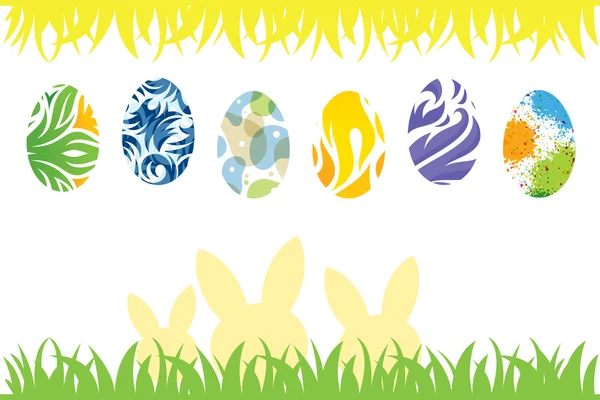 Easter Eggs and rabbit silhouette — Stock Photo, Image
