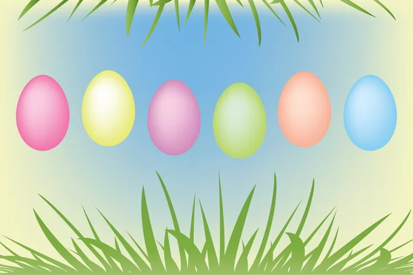 Uova di Pasqua ed erba verde — Foto Stock