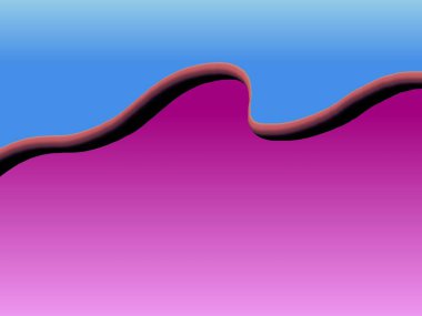 Mavi gökyüzü ve pembe pürüzsüz eğrilerle soyut katmanlı dalga gradyan arkaplanı