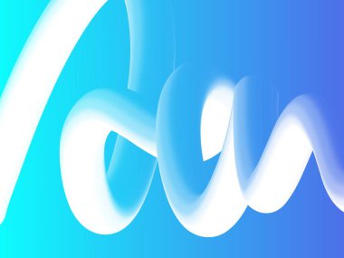 Pürüzsüz cyan gradyan arkaplan üzerinde soyut beyaz ve mavi 3D kurdele spirali