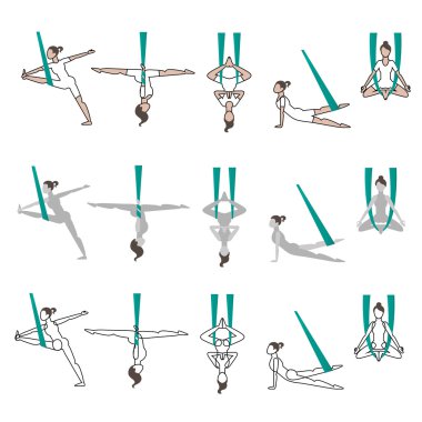 simgeler Yoga hamak pozlar ile ayarla