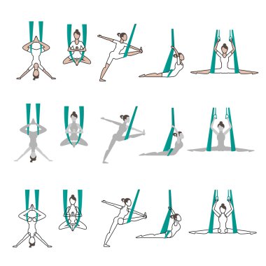 simgeler Yoga hamak pozlar ile ayarla