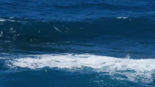 Mavi su dalgaları yüzeye çıkıyor, arka plan çok güzel. Temiz içme suyu, renkli bir video. Çevresel sorunlar, içme suyu eksikliği, iklim değişikliği, kuraklık, küresel ısınma — Stok video