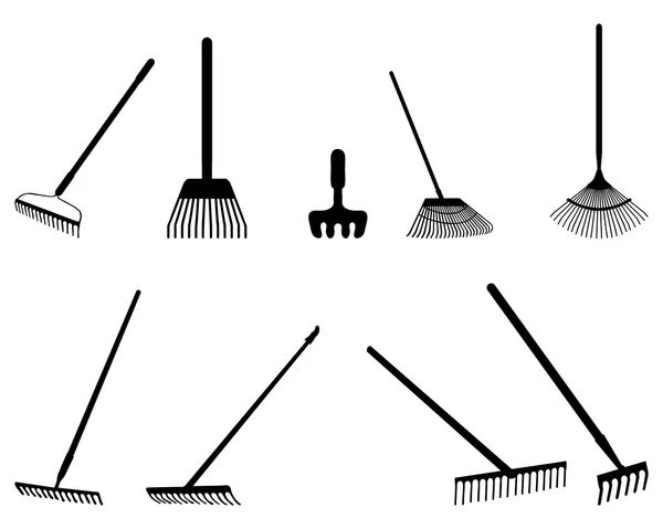 Silhouettes of rake — Stock Vector