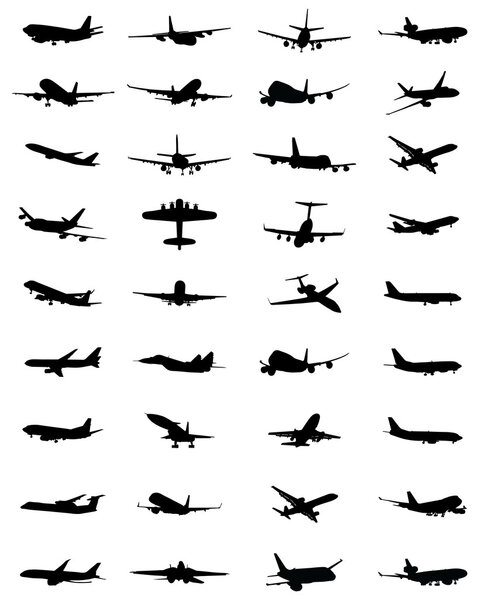 silhouettes of aircrafts