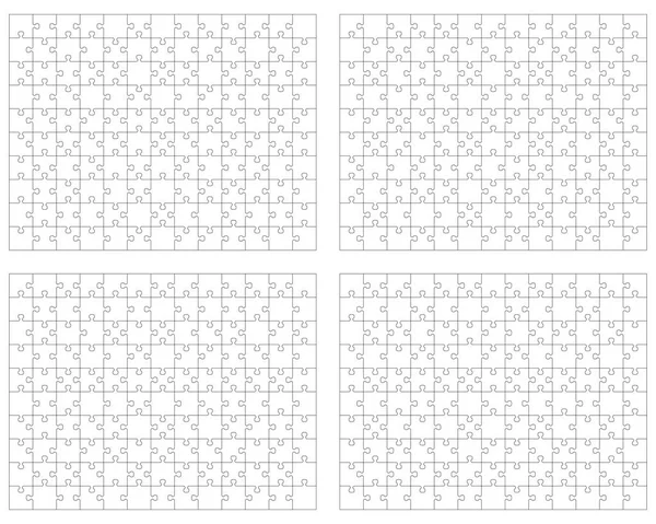 Illustratie Van Vier Verschillende Witte Puzzels Verschillende Stukjes — Stockvector