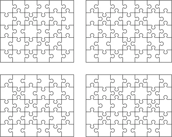 Illustratie Van Vier Verschillende Witte Puzzels Verschillende Stukjes — Stockvector