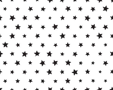Beyaz arkaplanda siyah yıldızlı pürüzsüz desen