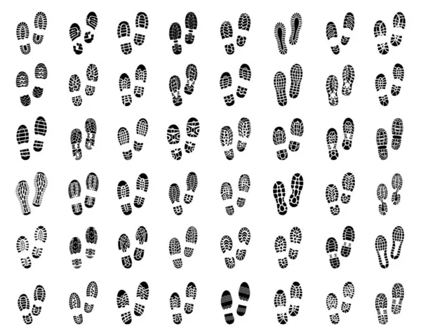 Huellas Negras Zapatos Sobre Fondo Blanco — Vector de stock