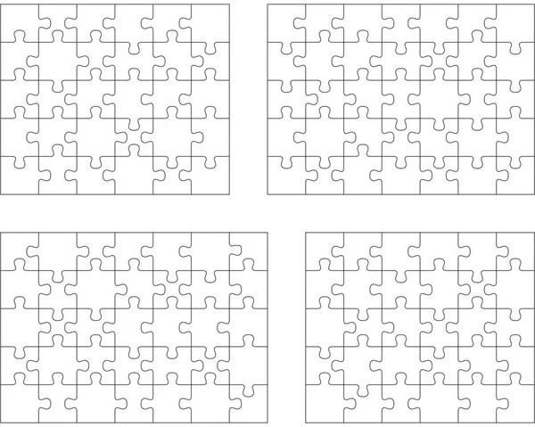 Illustratie Van Vier Witte Puzzels Afzonderlijke Delen — Stockvector