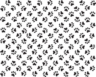 Beyaz bir arka planda köpek patilerinin kusursuz izi.