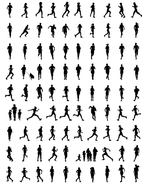 Siluetas de los corredores — Vector de stock