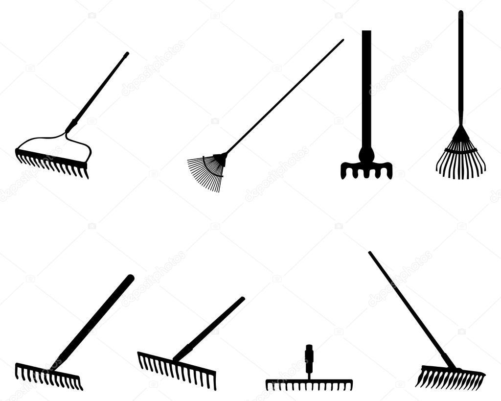 silhouettes of rakes