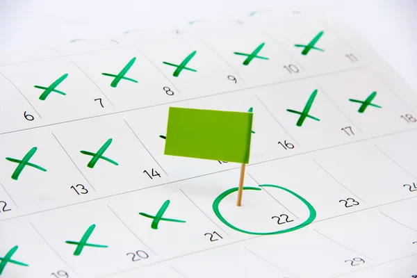 PIN händelsen dagen kalendern med flagga — Stockfoto