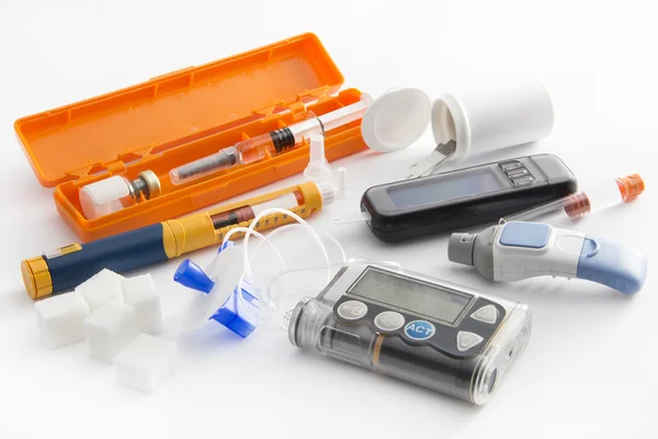 Diabetic items set (all you need to control diabetes) — Stock Photo, Image