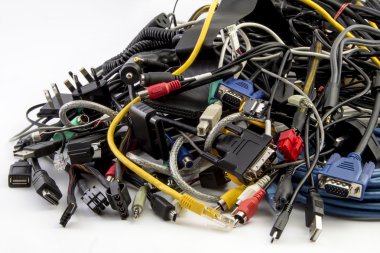 Pile of electronic computer cables 