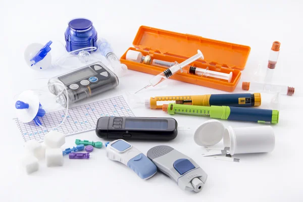 Diabetische items ingesteld (al ubehoefte te bepalen van diabetes) — Stockfoto