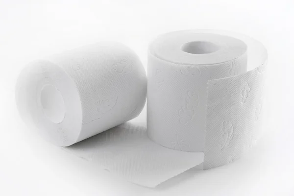 White toilet paper on white background — Stock Photo, Image