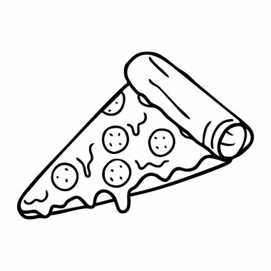 Boyama kitabı için güzel bir çizgi film pizza çizimi.