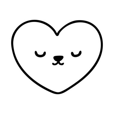 Güzel bir karikatür kalp çizgisi boyama kitabı için çizim