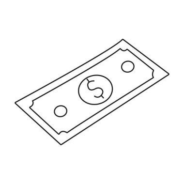 Isometric dolar banknot simgesi temiz asgari çizgi sanat tarzında.