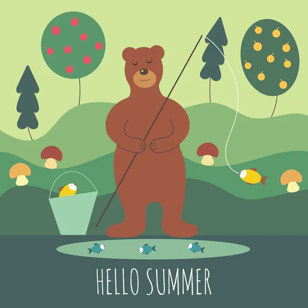 熊在夏天 — 图库矢量图片